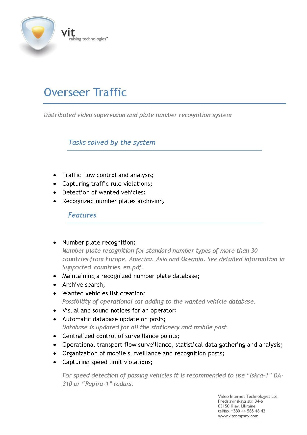 Overseer Traffic Description